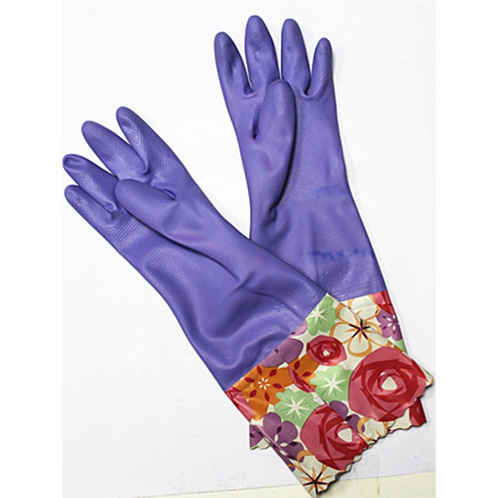 Good Quality Long Cuff Pvc Latex Gloves for Household Purple (4)